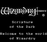 Wizardry Gaiden III: Scripture of the Dark title screen for GameBoy